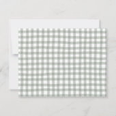 Carte de remerciement de nursery Ours Gingham Vert (Dos)