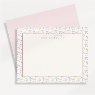 Carte de remerciement de nursery Ruban Rose Coquet