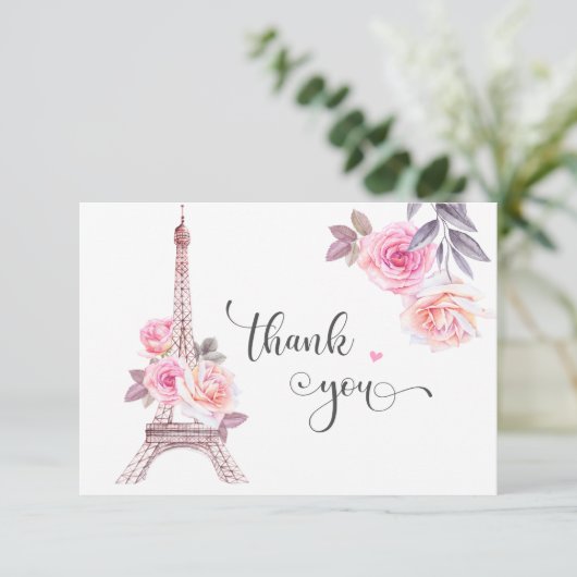 Carte de remerciement de Paris, Tour Eiffel floral (Debout devant)