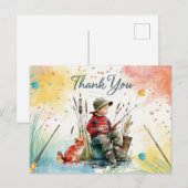 Carte de remerciement de pêche avec garçon qui pêc (Devant / Derrière)
