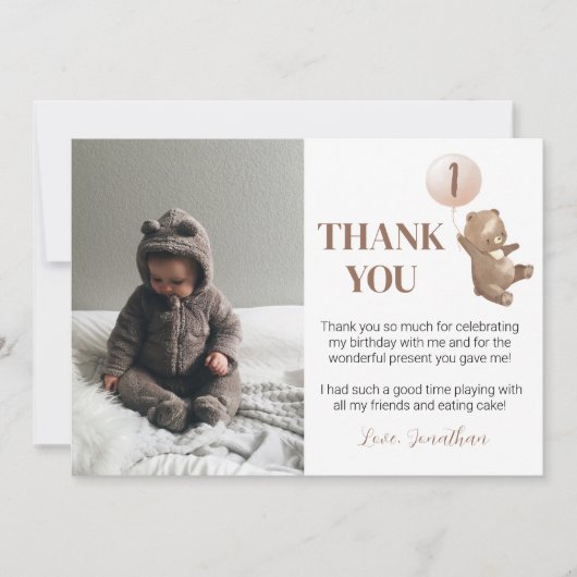 Carte de remerciement de photo d'anniversaire avec (Devant)