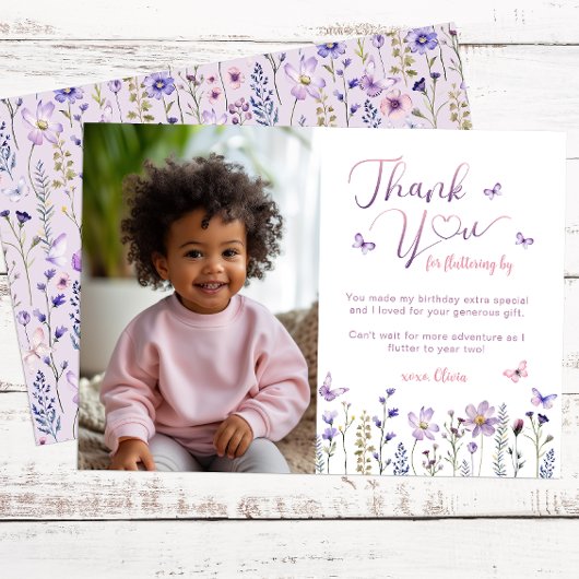 Carte de remerciement de photo d'anniversaire de f