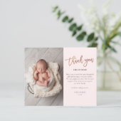 Carte de remerciement de photo de bébé de script b (Debout devant)