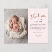 Carte de remerciement de photo de bébé de script b (Devant)