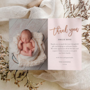 Carte de remerciement de photo de bébé de script b