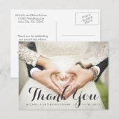 Carte de remerciement de photo de mariage (Devant / Derrière)