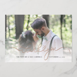 Carte de remerciement de photo de mariage à feuill