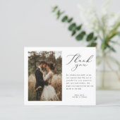 Carte de remerciement de photo de mariage à l'écri (Debout devant)