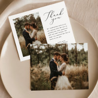 Carte de remerciement de photo de mariage à l'écri