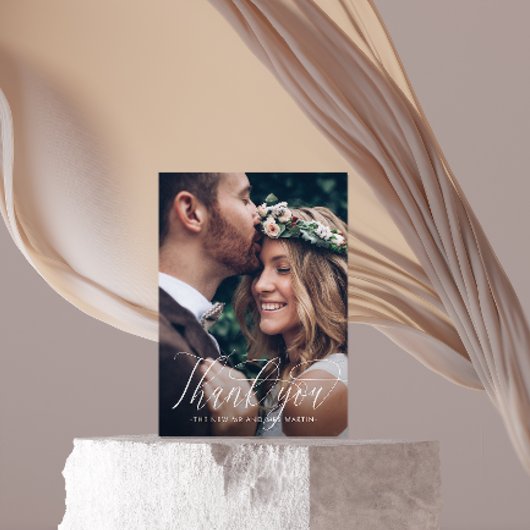 Carte de remerciement de photo de mariage de calli