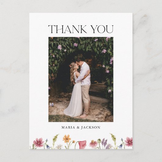 Carte de remerciement de photo de mariage de jardi (Devant)