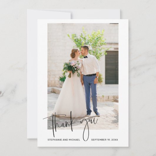 Carte de remerciement de photo de mariage de style (Devant)