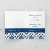 Carte de remerciement de photo de mariage en damas (Intérieur)