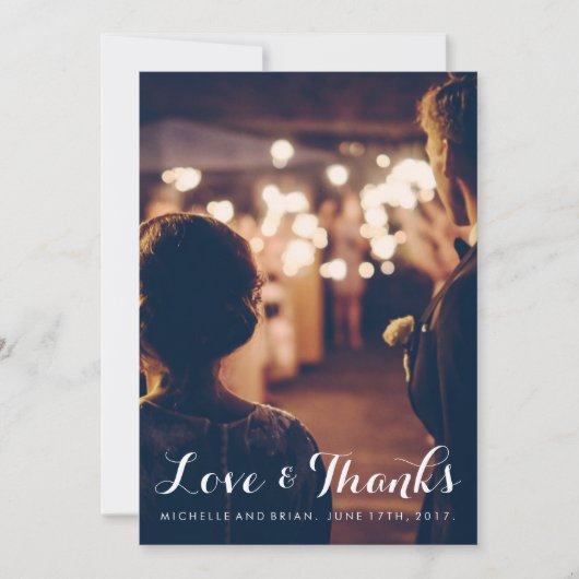 Carte de remerciement de photo de mariage Love and (Devant)