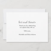 Carte de remerciement de photo de mariage Love and (Dos)