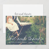 Carte de remerciement de photo de mariage Love and (Devant / Derrière)