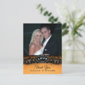 Carte de remerciement de photo LOVE en dentelle él (Debout devant)