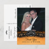 Carte de remerciement de photo LOVE en dentelle él (Devant / Derrière)