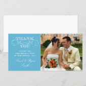 Carte de remerciement de photo Mariage bleu modern (Devant / Derrière)