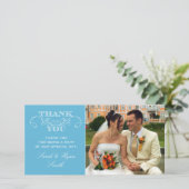 Carte de remerciement de photo Mariage bleu modern (Debout devant)