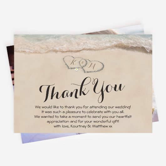 Carte de remerciement de plage | Mariage photo