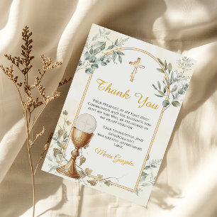 Carte de remerciement de première communion croix