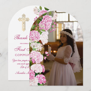 Carte de remerciement de première communion sous u