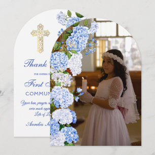 Carte de remerciement de première communion sous u