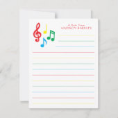 Carte de remerciement de professeur de musique not (Devant)