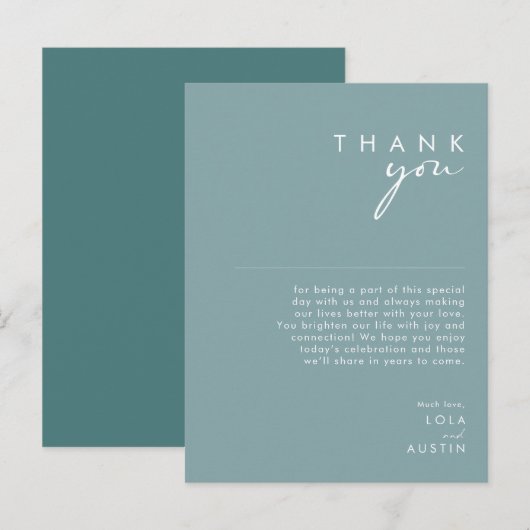 Carte de Remerciement de Réception Bleue et Verte  (Devant / Derrière)