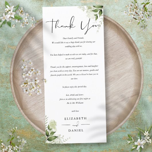 Carte de Remerciement de Réception de Mariage avec