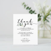 Carte de remerciement de réception de mariage Euca (Debout devant)