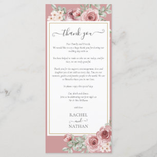 Carte de remerciement de réception de mariage flor