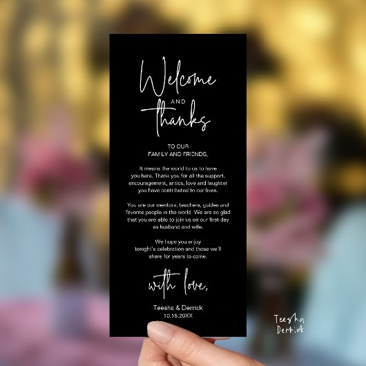 Carte de remerciement de réception de mariage mini