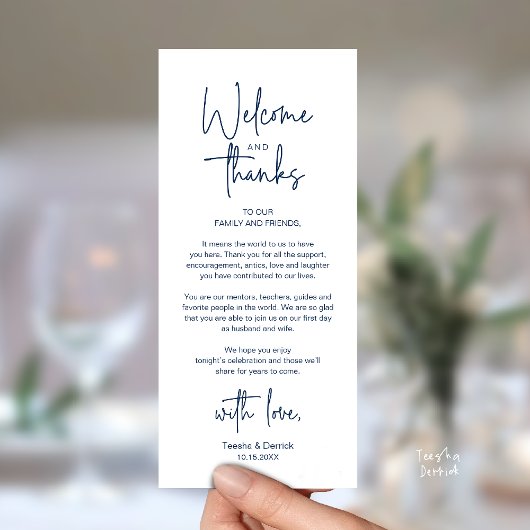 Carte de remerciement de réception de mariage mini