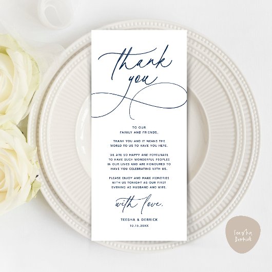 Carte de remerciement de réception de mariage mode