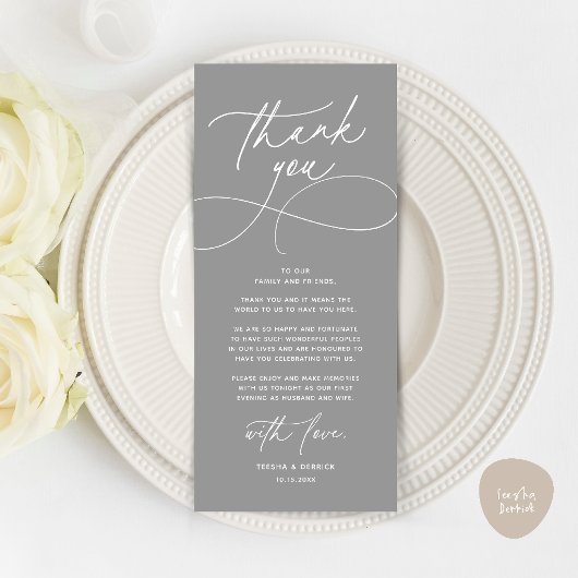 Carte de remerciement de réception de mariage mode