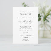 Carte de remerciement de réception de mariage noir (Debout devant)