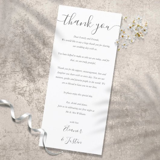 Carte de remerciement de réception de mariage pers