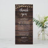 Carte de remerciement de réception de mariage rust (Debout devant)