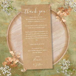 Carte de remerciement de réception de mariage rust