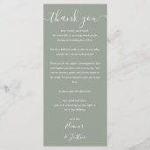 Carte de remerciement de réception de mariage vert (Devant)