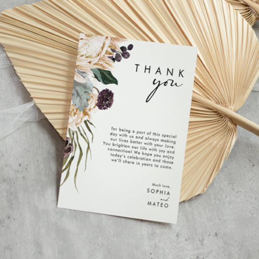 Carte de Remerciement de Réception Fleurie Blanche