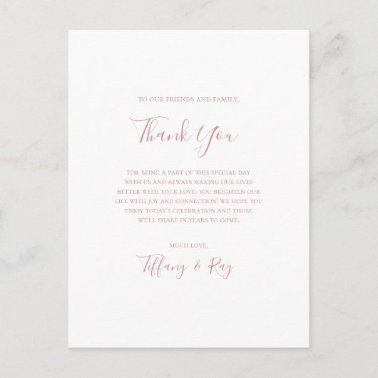 Carte de remerciement de réception simple élégante (Devant)