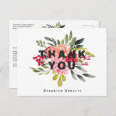 Carte de remerciement de remise de diplôme florale (Devant / Derrière)