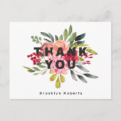 Carte de remerciement de remise de diplôme florale (Devant)