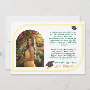 Carte de remerciement de remise de diplôme jaune m