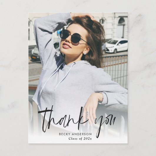 carte de remerciement de remise de diplôme personn (Devant)