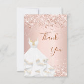 Carte de remerciement de robe pailletée en or rose (Devant)