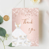 Carte de remerciement de robe pailletée en or rose